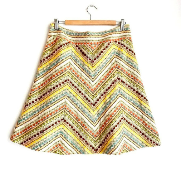 Vintage Chevron Textured Tweed like A line Mini Skirt L - Picture 1 of 7